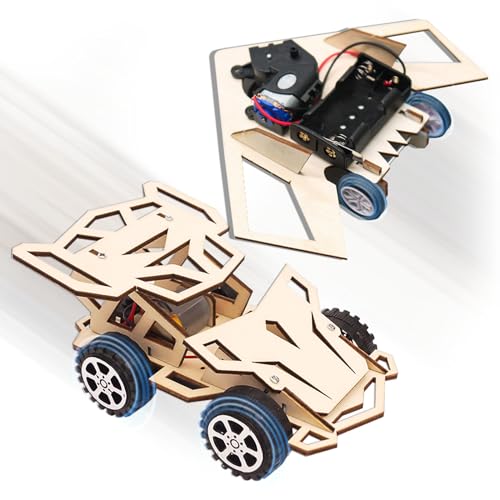 STEM Projects for Kids Ages 8-12, 2 in 1 STEM Kits for Kids, 3D Wooden Puzzles, Science Experiment Kits for Boys and Girls Age 8 9 10 11 12 13, Four Wheel Drive Car and Obstacle Avoidance Bomber