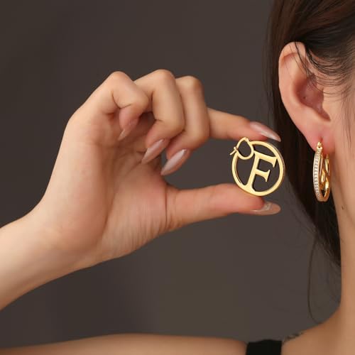 Elegant 18K Gold Your Style with these Chic Letter F Earrings - Choose Your Favorite Ear Stud for a Comfortable and Fashionable Fit, Perfect for Adding a Personal Touch to Your Casual Outfits2