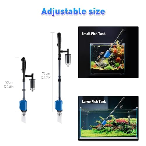 6-in-1 Electric Aquarium Gravel Vacuum Cleaner – 528GPH Automatic Fish Tank Cleaner with Powerful 32W Pump, Sand Washer, Water Changer & Waste Remover for 10–200 Gallon (Blue Temperature Sticker) by ZUERST - Image 7