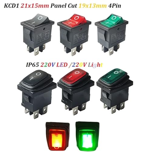 Interrupteur électrique KCD1 robuste à 4 broches avec câbles de connexion - 2
