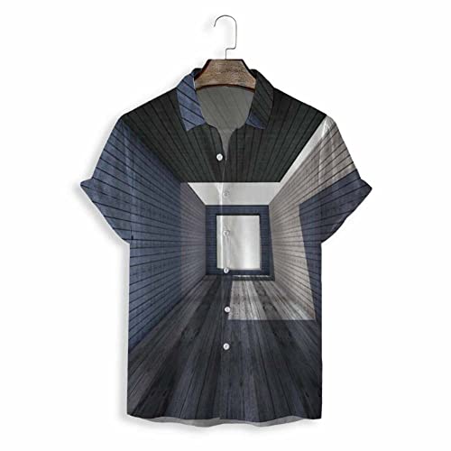 Chemise hawaïenne pour hommes à manches courtes et motif géométrique pour l'été