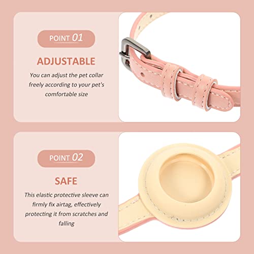 Happyyami PET-Pu-Kragen katzenhalsband Katzen katzenhalsbänder Haustierhalsband Katzenkette Hund Heller Kragen Bausatz PU-Design-Tracer- Anti-verlorener Tracer- Rosa