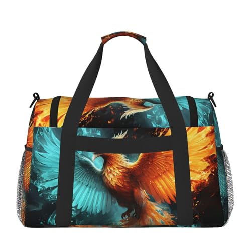 Fire And Water Phoenix Travel Duffel Bag Lightweight Waterproof Carry On Tote Bag Foldable Weekender Overnight Bags Sport Gym Bag For Women Men2