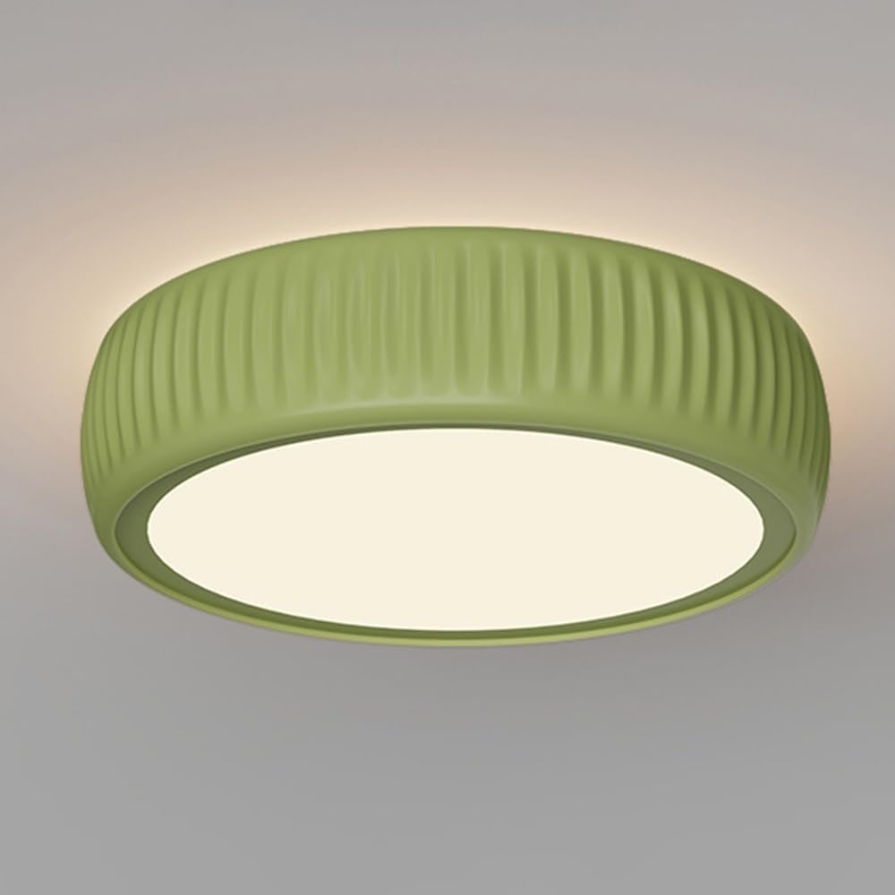 FEITENGDA Nordic Round Semi Flush Mount Ceiling Light Minimalist Cream Style Resin Ceiling Light Modern Small Accent Close to Ceiling Light for Entrance Hallway Porch Entryway(Fruit Green)