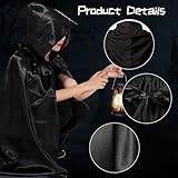 Zoom IMG-2 jiebao mantello nero con cappuccio Zoom IMG-2 jiebao mantello nero con cappuccio