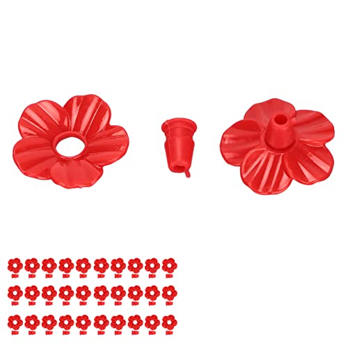 30 Sets Hummingbird Feeders Replacement Flowers Bird Accessories Bird Feeder Replacement Parts For Hummingbird Feeder Hanging Feeder(Red) #TOP5