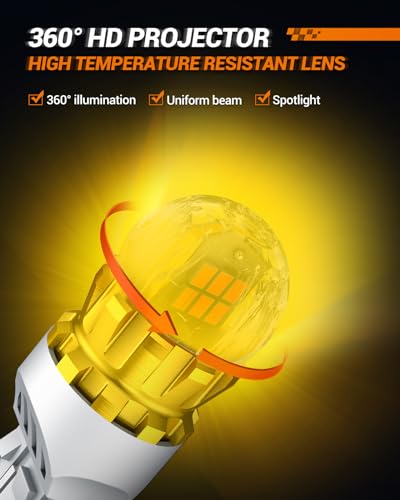 image for SEALIGHT 7440 7443 LED Bulb Amber Yellow Turn Signal Lights, 7441 7444