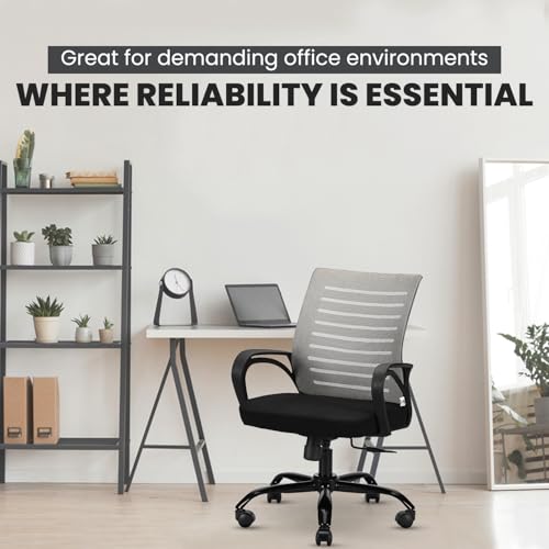 Diego Office Chair with Height Adjustable Mechanism, Ergonomic Mid-Back Mesh Design |Heavy Duty Metal Base | Multi-Adjustment Revolving Chair (Self Assembly) (Mid Back, Grey) - Image 3