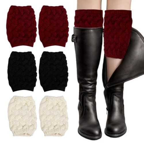 Eforcase Women Cable Knit Leg Warmers Knitted Crochet Short Boot Socks Winter Thermal Warm Ankle Leg Warmer Boot Cuffs Socks