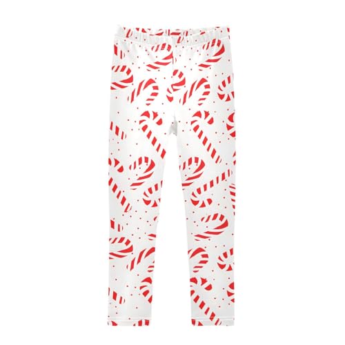 ALAZA Girls' Leggings Children's Yoga Pants Skinny Printed Dance Christmas Candy Cane Comfortable 4T