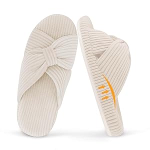 Women’s Orthopedic Slippers with Arch Support Orthotic Memory Foam Open toe Corduroy House Shoes for Plantar Fasciitis