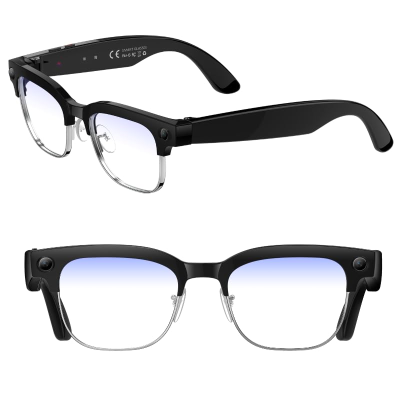 Smart Glasses with 8MP Camera for Photos 4K Video AI Object Recognition Real-Time Translation Bluetooth Audio Calls Noise-Reduction