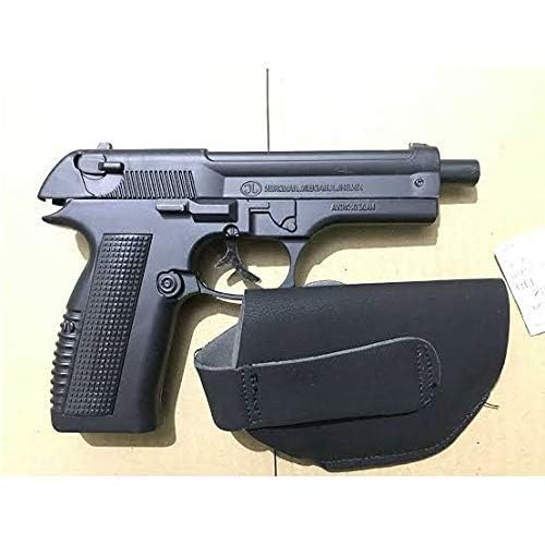 Image of 608 Heavy Metal Gun Lighter with Barrel Pull Back Heavy Metal Made Black Color Gun Shape Gas Lighter with PU Case | Loading Feature Dummy Gun