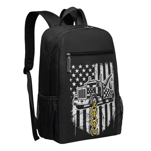 Usa Thin Yellow Line Flag Tow Truck Driver Backpack 17 Inch For Travel Laptops Backpack2