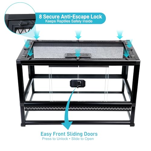 Image of 16 Gallon Reptile Glass Enclosure 22 inch x 14 inch x 12 inch | Front Opening Reptile Terrarium Tank, Easy Assembly Habitat for Geckos, Small Lizards, Corn Snakes, Frogs, Hermit Crab