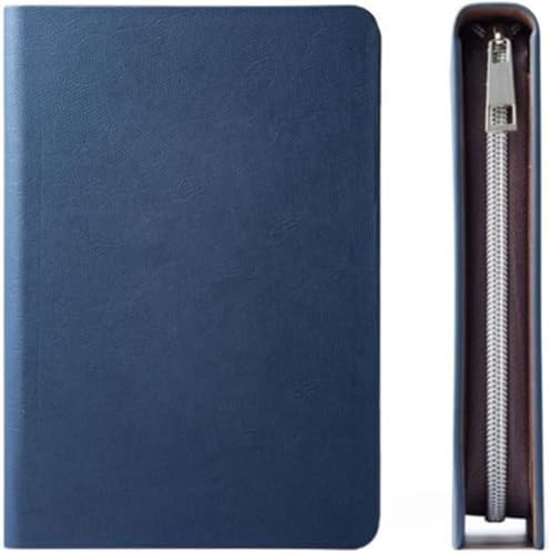 JBJSHHY シンプルなシステム手帳 6穴 ルーズリーフ PUレザーカバー ルーズリーフ ノート 旅行 卒業 卒業アルバム 就職 ファスナー付き プライベート 男女兼用 ビジネス オフィス用品 (ブルー,A6)