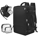 Rinlist Carry-on Backpack for Men Women, Black Travel Backpack Flight Approved, Anti Theft Casual Da