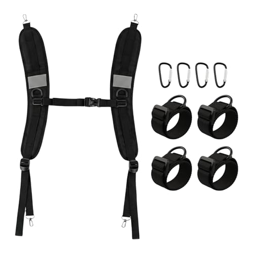 Prelineva Backpack Straps Replacement, Adjustable Padded Shoulder Straps with 4 Metal Hooks, 4 Noly Strap s & D Hooks, Oxford Cloth Replacement Strap s for Backpack, Dry Bag, Sprayer