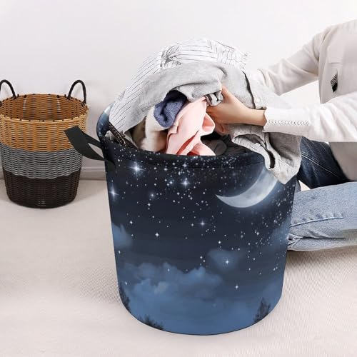 Grand panier à linge suspendre salle de bain imperméable rangement lune - 8