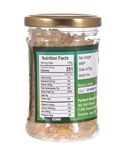 Image of NUTRI MIRACLE Edible Gum Ladoo /Babool Gond Ladduwala /Kikar /Drink /Gum Arabic in BPA Free Jar,200gm