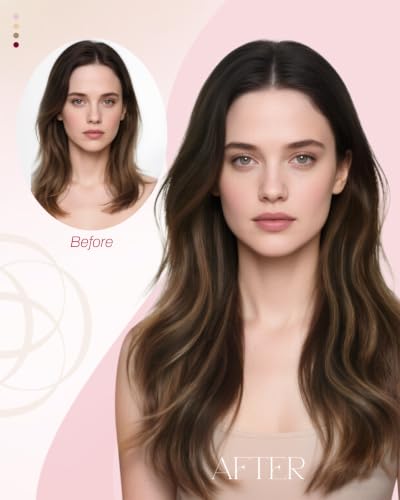 Image of Moresoo Nano Hair Extensions Human Hair, Brown Chestnut Balayage, 20 Inch