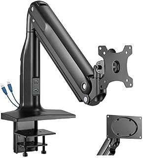 WORLDLIFT Single Monitor Mount for 17-43 inch LCD LED Screen, Heavy-duty Aluminium Gas Powered Height Adjustable Monitor Bracket Stand with Tilt Swivel Rotation, VESA 75/100/ 200x100mm, Weight 0-18kg