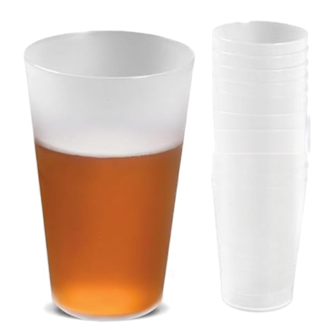 ABENA Frosted Plastic Cups | Pack of 12 Reusable Cups | 50cl Capacity Hard Plastic Cups | Dishwasher and Microwave Safe Plastic Cups Reusable | Strong, Unbreakable and Recyclable Plastic Beakers.