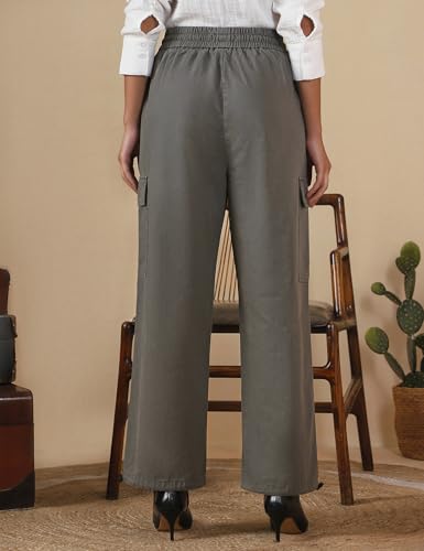 Image of FYLTR Women's Cargo Utility Trouser - 100% Cotton | Adjustable Hem | Drawstring Closure | Utility Pockets | Trousers for Women