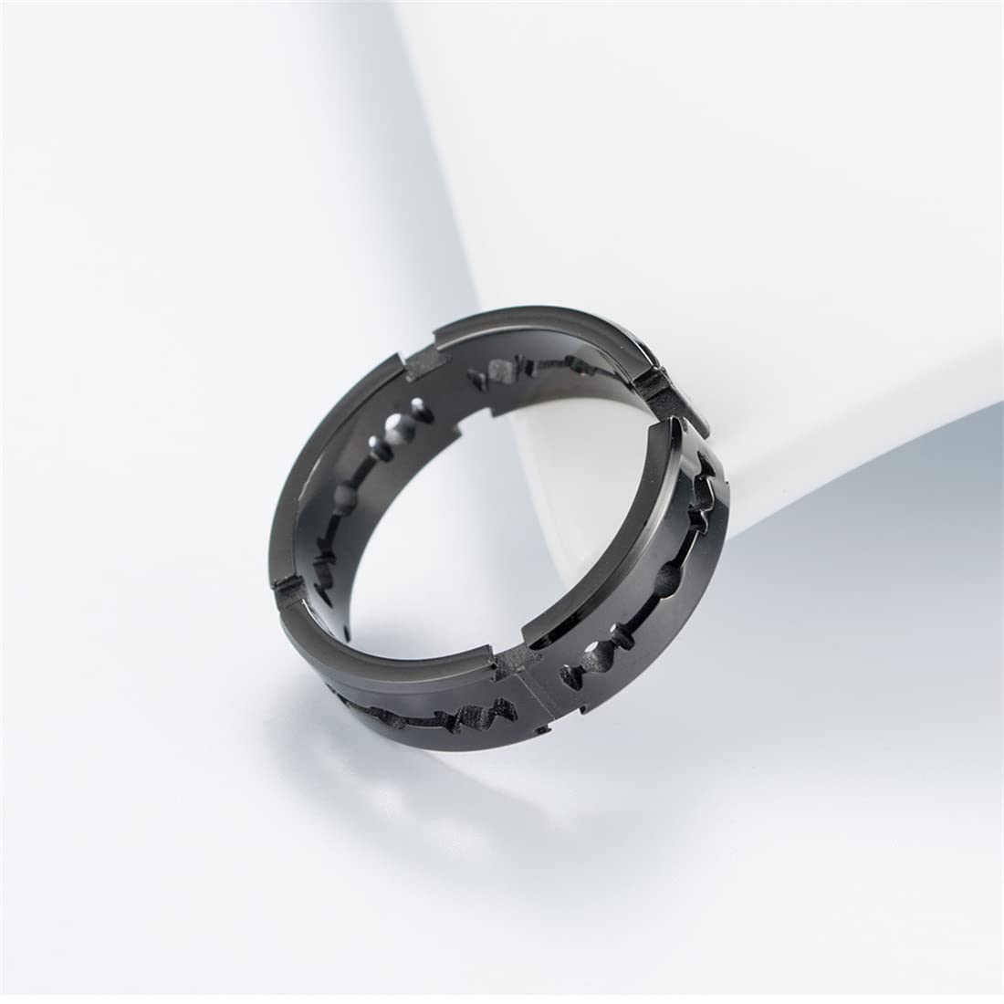 RIUKIU Anillo Hoja De Afeitar Abierta, Anillos De Acero Inoxidable De Moda Para Hombre Y Mujer