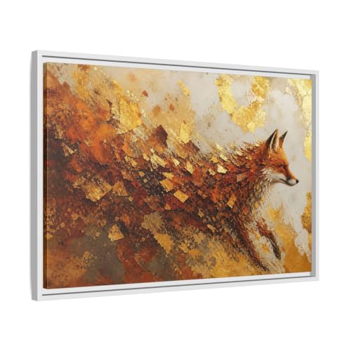 Tableau renard or salon : toile imprimée élégante pour console