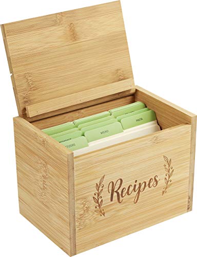 Bamboo Recipe Box Set (includes 50 recipe cards and 24 dividers)