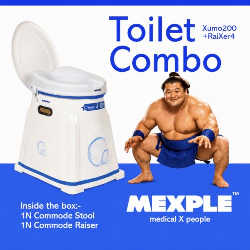 Image of MEXPLE Xumo200 Portable Indian to Western Toilet Converter & RaiXer4 Toilet Seat Height Raiser (4 Inches) | Commode Chair | Seat Raiser Elevator Extension | For Handicap, Knee Patient, Old Citizen
