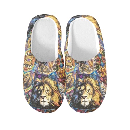 Chaussons antidérapants à mémoire de forme Löwess Home confortables en coton de lion