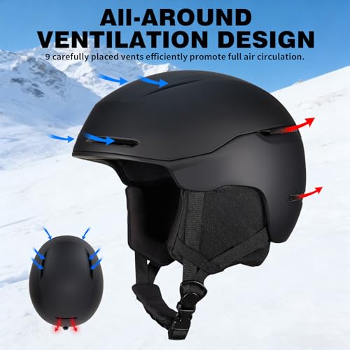 Ski Helmet Snowboard Helmet for Adults Men Women, Adjustable Snow Helmet X13 with Goggles for Snow Sports - Image 5