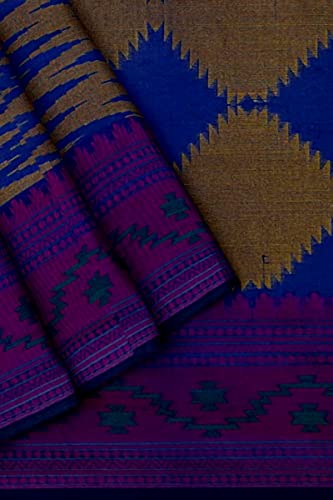 Image of Pothys Women's Blue Mau Cotton Saree With Blouse Piece (A2770 Blue)