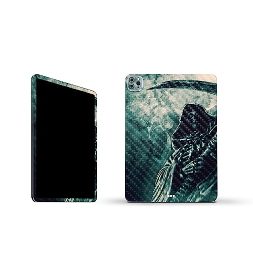 Image of MightySkins Carbon Fiber Skin Compatible with Apple iPad Pro 11 inch M2 4th Gen (2022) Full Wrap Kit - Symbol of Death | Protective, Durable Textured Carbon Fiber Finish | Easy to Apply | Made in The USA