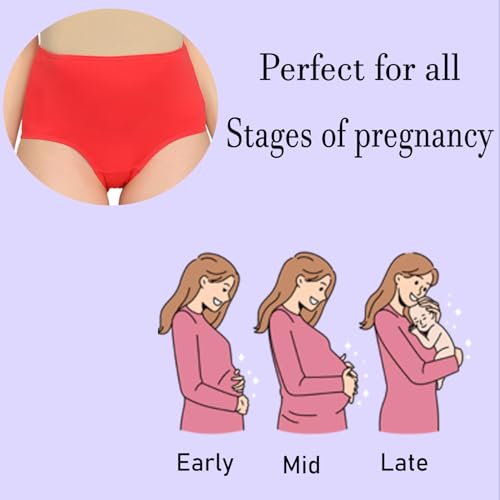 Evamomies Women's High Waist Soft Comfy Cotton & Breathable Maternity Panty|Pregnancy Panty|Maternity Panties (Pack of 3)