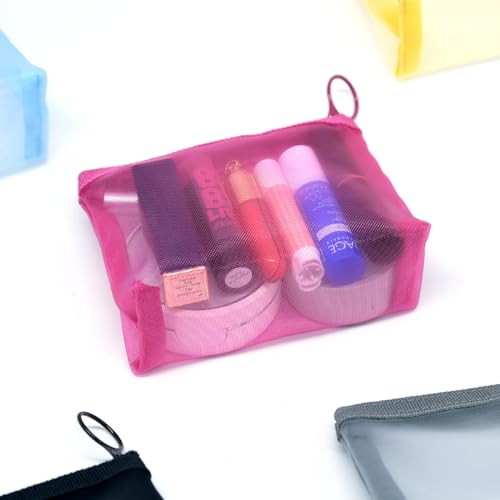 Image of Patu Zipper Mesh Bags, Beauty Makeup Cosmetic Accessories Organizer, Travel Toiletry Kit Set Storage Pouch, Multicolor, S, Widened (5 pcs)