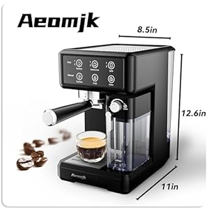 Aemojk expresso and cappuccino coffee machine one touch operation suitable office coffee maker with automatic milk frother 20 bar 1350w  urban country home decor