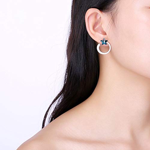 Boucles d'oreilles en cristal bleu et argent 925 style étoile - 6