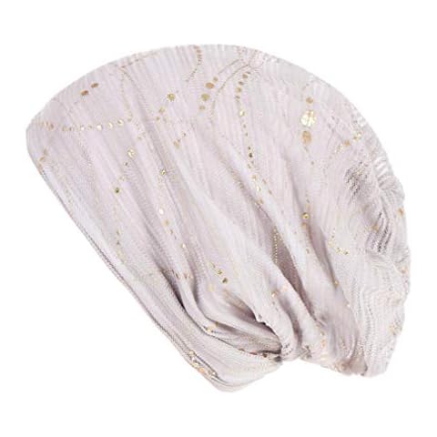 Highpot Womens Floral Beanie Hat Chemo Cap Stretch Slouchy Turban Scarf Headwear (White) Cover