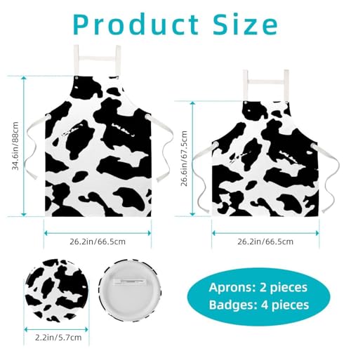 Lot de 2 tabliers multicolores avec 4 broches et imprimé vache original - 2