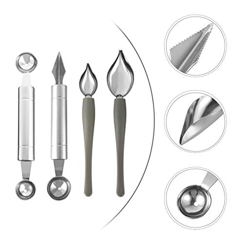 Hemoton Colher Decoração de de 4 Peças de Aço Inoxidável Saucier de Decoração Culinária Profissional