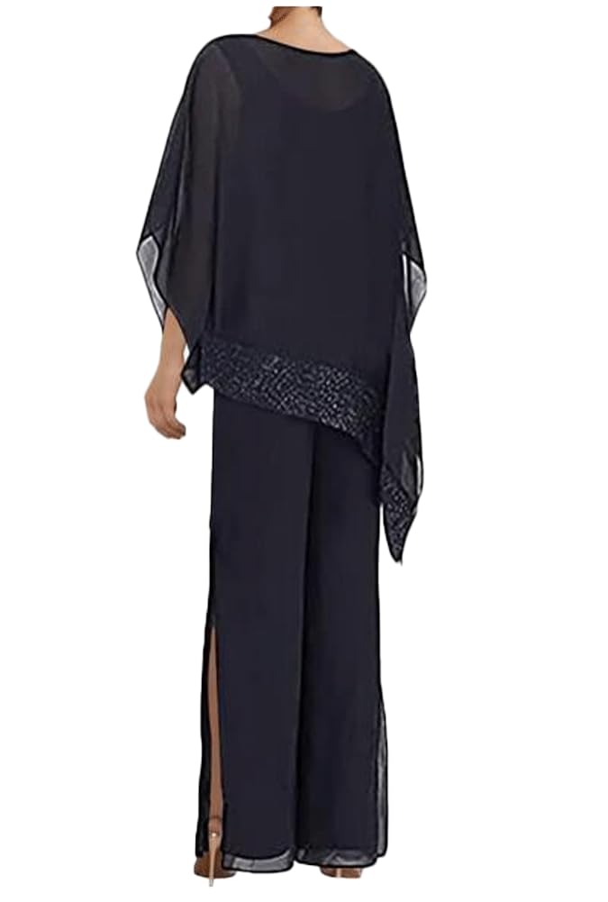 3 piezas con cuentas para madre de la novia, traje de gasa para invitados de boda, vestido de noche formal
