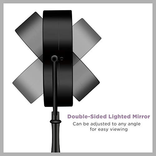 Conair Tabletop Mount Reflections Double-Sided Incandescent Lighted Vanity Makeup Mirror, 1X/7X Magnification, Matte Black Finish #TOP7