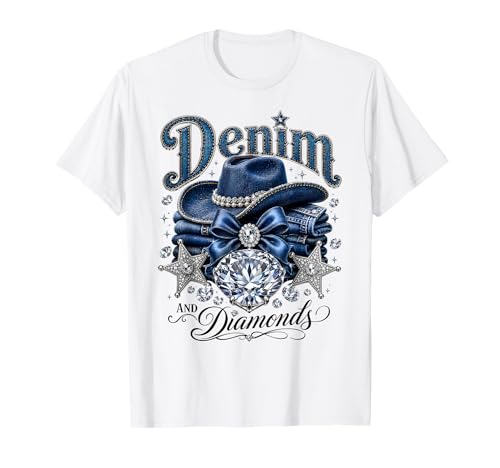 Denim and Diamonds Western Cowgirl Glam Style T-Shirt