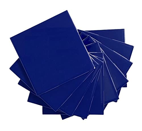 4 In Ceramic Tile Gloss (Shinny) 4 1/4" Box Of 10 Piece For Bathroom Wall And Kitchen Backsplash (Cobalt Blue) By Tenedos #TOP11