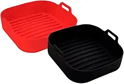 Kit 3 Forma de Silicone Air Fryer Grande 18 CM/4 L Assadeira Quadrada Antiaderente