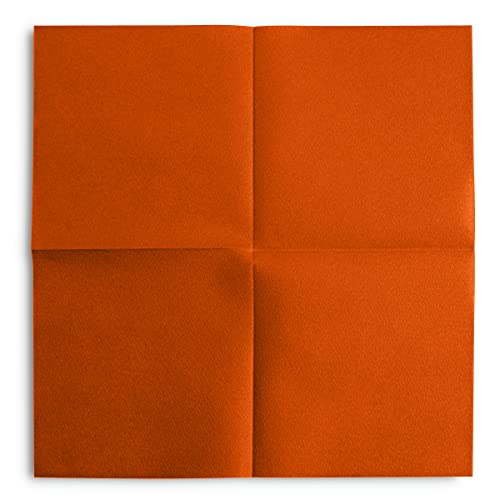 Disposable Orange Cocktail Napkins Paper - 4" X 4" High-End Linen-Like Beverage Party Square Paper Napkin Pack For Bar, Cafe, Restaurant, Christmas, Birthday, Wedding, Baby Shower - 100 Count #TOP5