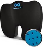 Everlasting Comfort Cojín ergonómico de Espuma viscoelástica - Cojín para Silla de Oficina Relleno de Gel - Cojín de Asiento para de Espalda y coxis (Negro)